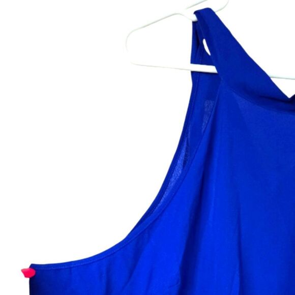 Solid Royal Blue Ruffle Hem Halter Dress Boho Bow Back Tiered Flounce Sleeveless - Picture 9 of 13